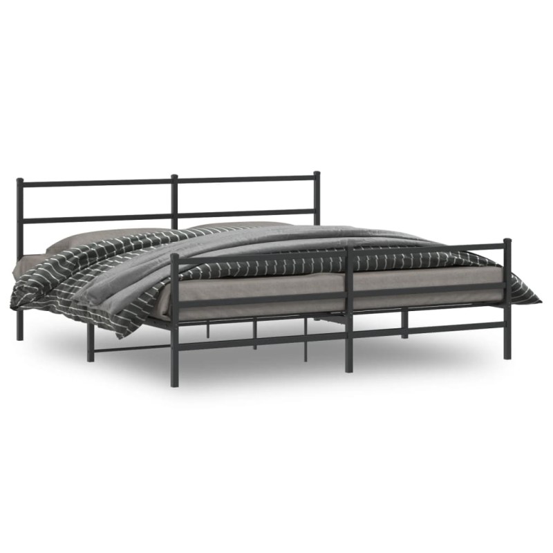 vidaXL Bettgestell mit Kopf- und Fußteil Metall Schwarz 180x200 cm vidaXL Bettgestell mit Kopf- und Fußteil Metall Schwarz 180x200 cm