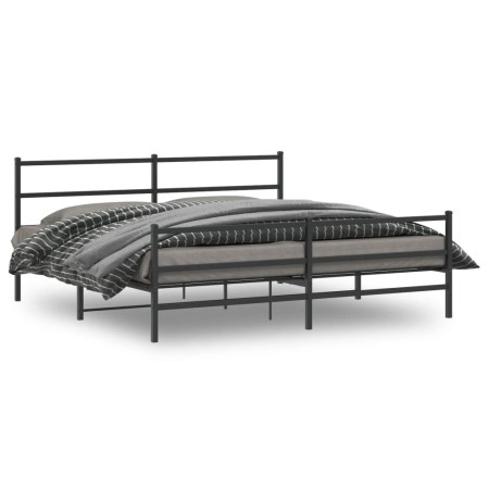vidaXL Bettgestell mit Kopf- und Fußteil Metall Schwarz 180x200 cm