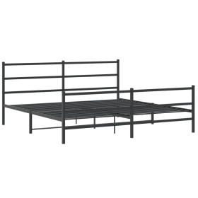 vidaXL Bettgestell mit Kopf- und Fußteil Metall Schwarz 180x200 cm