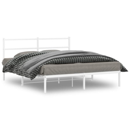 vidaXL Bettgestell mit Kopfteil Metall Weiß 160x200 cm