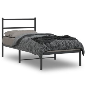 vidaXL Bettgestell mit Kopfteil Metall Schwarz 90x200 cm