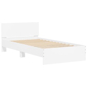 vidaXL Bettgestell mit Kopfteil Weiß 100x200 cm Holzwerkstoff