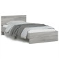 vidaXL Bettgestell mit Kopfteil Grau Sonoma 100x200 cm Holzwerkstoff vidaXL Bettgestell mit Kopfteil Grau Sonoma 100x200 cm Holzwerkstoff