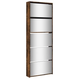 vidaXL Schuhschrank mit Spiegel 5 Fächer Räuchereiche 63x17x169,5 cm