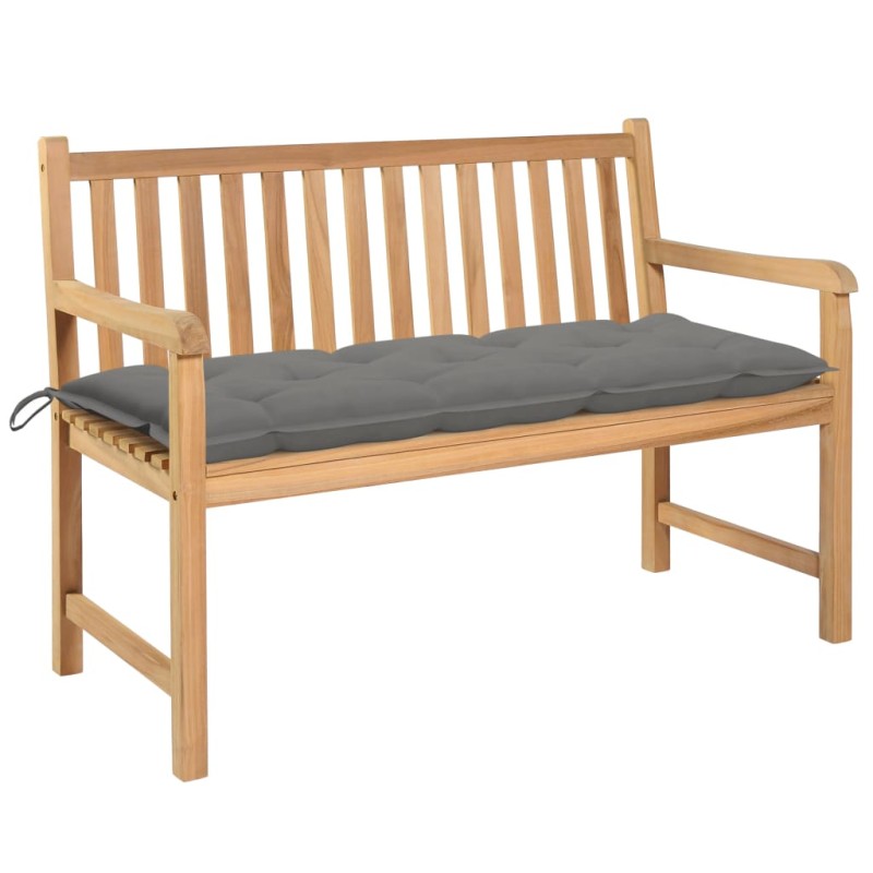 Gartenbank mit Grauer Auflage 120 cm Massivholz Teak Gartenbank mit Grauer Auflage 120 cm Massivholz Teak
