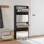 vidaXL Schuhschrank mit Spiegel 4 Fächer Schwarz 63x17x134 cm vidaXL Schuhschrank mit Spiegel 4 Fächer Schwarz 63x17x134 cm