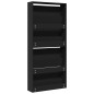 vidaXL Schuhschrank mit Spiegel 4 Fächer Schwarz 63x17x134 cm vidaXL Schuhschrank mit Spiegel 4 Fächer Schwarz 63x17x134 cm