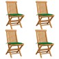 vidaXL Gartenstühle mit Grünen Kissen 4 Stk. Teak Massivholz vidaXL Gartenstühle mit Grünen Kissen 4 Stk. Teak Massivholz
