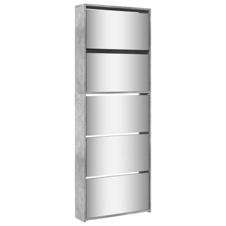 vidaXL Schuhschrank mit Spiegel 5 Fächer Betongrau 63x17x169,5 cm