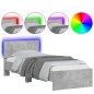 vidaXL Bettgestell mit Kopfteil und LED-Leuchten Betongrau 90x200 cm vidaXL Bettgestell mit Kopfteil und LED-Leuchten Betongrau 90x200 cm
