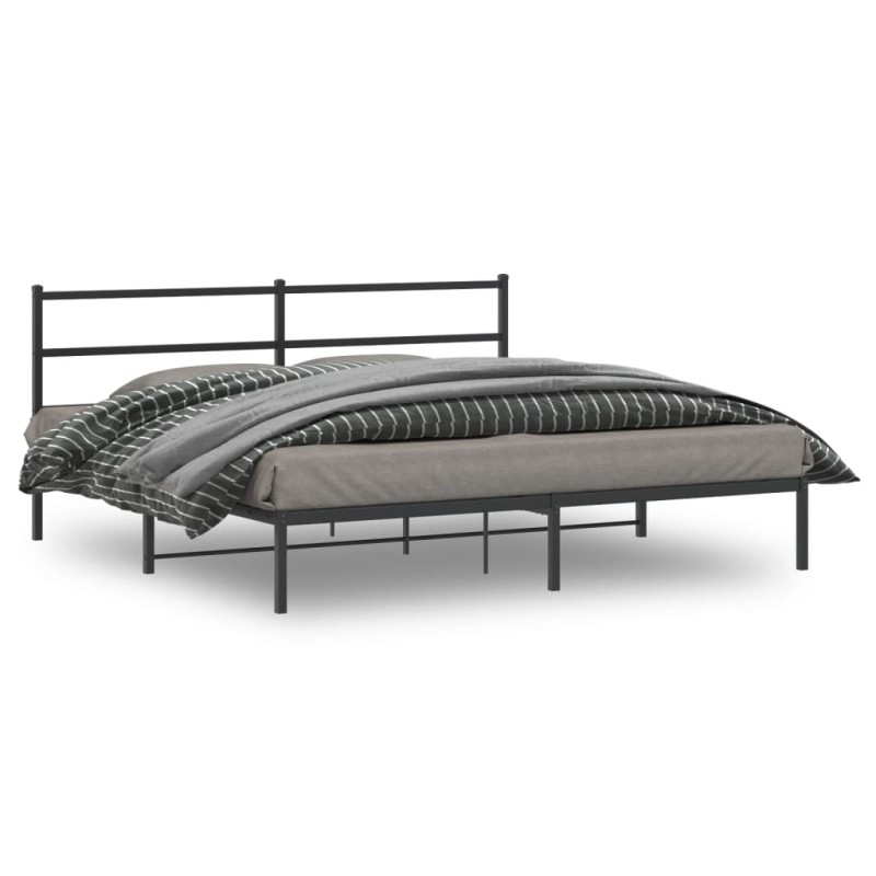 vidaXL Bettgestell mit Kopfteil Metall Schwarz 183x213 cm vidaXL Bettgestell mit Kopfteil Metall Schwarz 183x213 cm