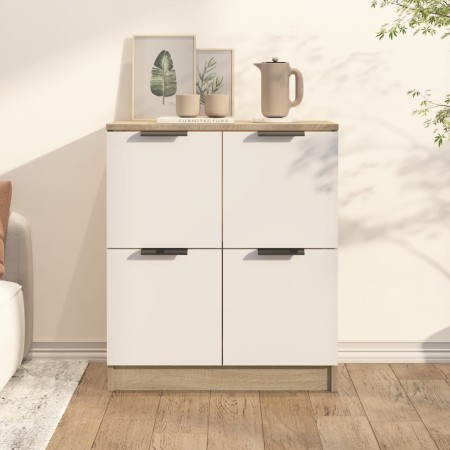 vidaXL Sideboard Weiß und Sonoma-Eiche 60x30x70 cm Holzwerkstoff