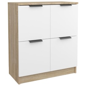 vidaXL Sideboard Weiß und Sonoma-Eiche 60x30x70 cm Holzwerkstoff