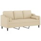 vidaXL 3-Sitzer-Sofa mit Zierkissen Creme 180 cm Stoff vidaXL 3-Sitzer-Sofa mit Zierkissen Creme 180 cm Stoff