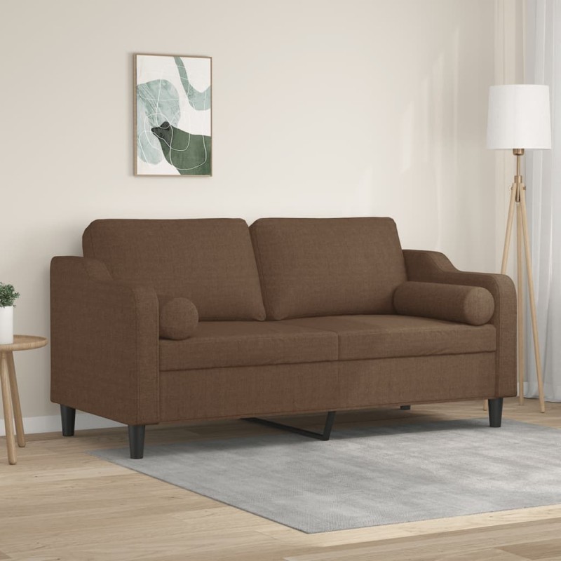 vidaXL 2-Sitzer-Sofa mit Zierkissen Braun 140 cm Stoff vidaXL 2-Sitzer-Sofa mit Zierkissen Braun 140 cm Stoff