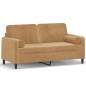 vidaXL 2-Sitzer-Sofa mit Zierkissen Braun 140 cm Samt vidaXL 2-Sitzer-Sofa mit Zierkissen Braun 140 cm Samt