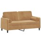 vidaXL 2-Sitzer-Sofa mit Zierkissen Braun 140 cm Samt vidaXL 2-Sitzer-Sofa mit Zierkissen Braun 140 cm Samt