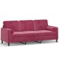 vidaXL 3-Sitzer-Sofa mit Zierkissen Weinrot 180 cm Samt vidaXL 3-Sitzer-Sofa mit Zierkissen Weinrot 180 cm Samt