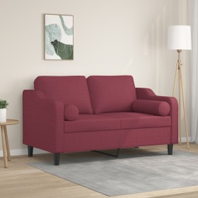 vidaXL 2-Sitzer-Sofa mit Zierkissen Weinrot 120 cm Stoff