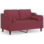 vidaXL 2-Sitzer-Sofa mit Zierkissen Weinrot 120 cm Stoff vidaXL 2-Sitzer-Sofa mit Zierkissen Weinrot 120 cm Stoff
