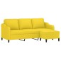 vidaXL 3-Sitzer-Sofa mit Hocker Hellgelb 180 cm Stoff vidaXL 3-Sitzer-Sofa mit Hocker Hellgelb 180 cm Stoff