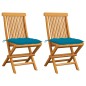 Gartenstühle mit Hellblauen Kissen 2 Stk. Massivholz Teak Gartenstühle mit Hellblauen Kissen 2 Stk. Massivholz Teak