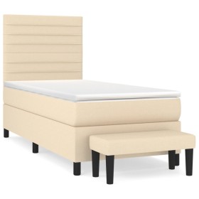 vidaXL Boxspringbett mit Matratze Creme 80x200 cm Stoff