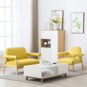 vidaXL Sofagarnitur für 3 Personen 2-tlg. Stoff Gelb