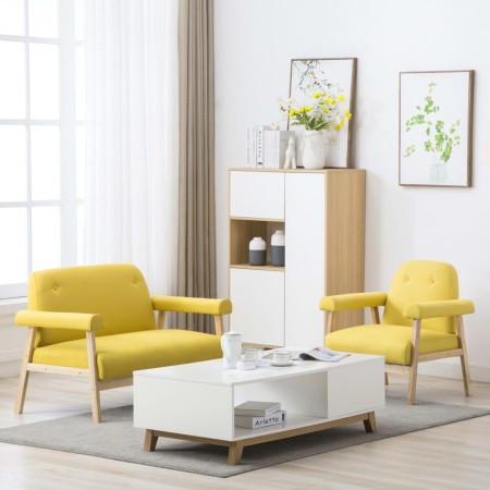 vidaXL Sofagarnitur für 3 Personen 2-tlg. Stoff Gelb