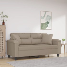 vidaXL 2-Sitzer-Sofa mit Kissen Taupe 140 cm Mikrofasergewebe