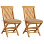 Gartenstühle mit Beigen Kissen 2 Stk. Massivholz Teak Gartenstühle mit Beigen Kissen 2 Stk. Massivholz Teak