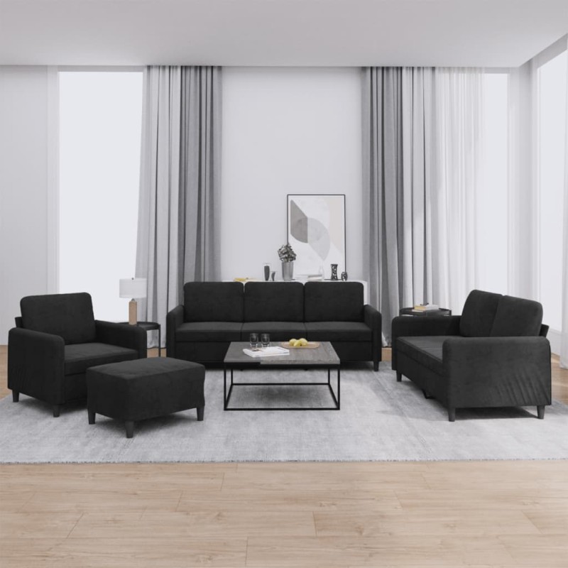 vidaXL 4-tlg. Sofagarnitur Schwarz Samt vidaXL 4-tlg. Sofagarnitur Schwarz Samt
