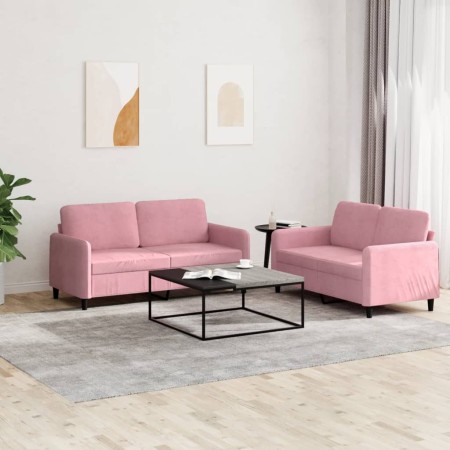 vidaXL 2-tlg. Sofagarnitur Rosa Samt