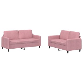 vidaXL 2-tlg. Sofagarnitur Rosa Samt