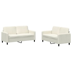 vidaXL 2-tlg. Sofagarnitur Creme Samt