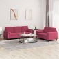 vidaXL 2-tlg. Sofagarnitur mit Kissen Weinrot Samt vidaXL 2-tlg. Sofagarnitur mit Kissen Weinrot Samt