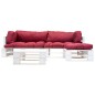 vidaXL 4-tlg. Paletten-Lounge-Set mit Kissen in Rot Holz vidaXL 4-tlg. Paletten-Lounge-Set mit Kissen in Rot Holz