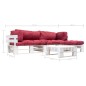 vidaXL 4-tlg. Paletten-Lounge-Set mit Kissen in Rot Holz vidaXL 4-tlg. Paletten-Lounge-Set mit Kissen in Rot Holz