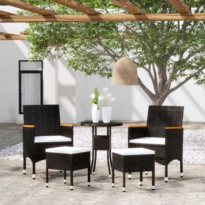 vidaXL 5-tlg. Garten-Lounge-Set Poly Rattan Schwarz vidaXL 5-tlg. Garten-Lounge-Set Poly Rattan Schwarz