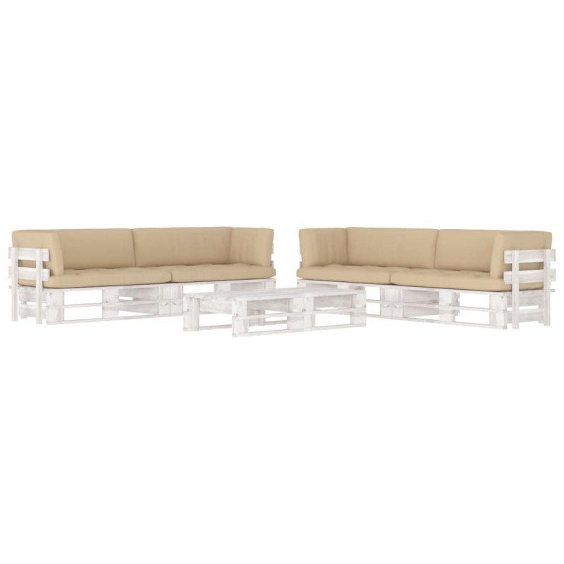 vidaXL 6-tlg. Paletten-Lounge-Set Weiß Imprägniertes Kiefernholz vidaXL 6-tlg. Paletten-Lounge-Set Weiß Imprägniertes Kiefernholz