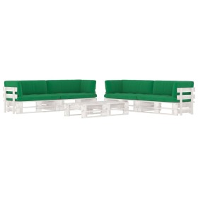 vidaXL 6-tlg. Paletten-Lounge-Set Weiß Imprägniertes Kiefernholz