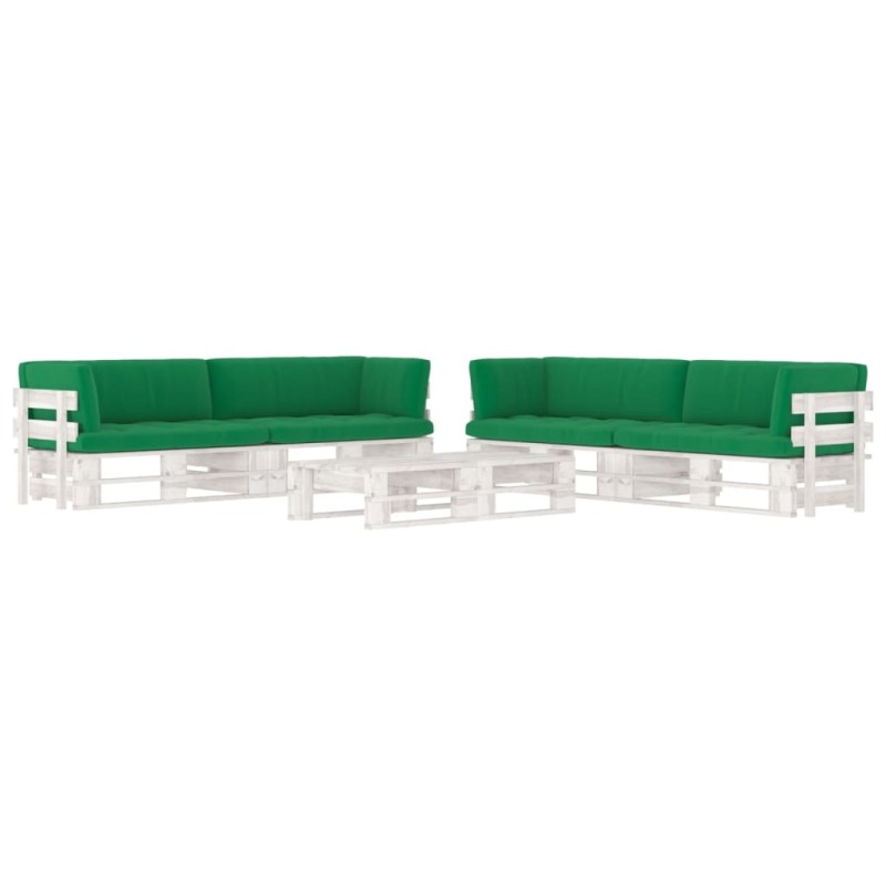 vidaXL 6-tlg. Paletten-Lounge-Set Weiß Imprägniertes Kiefernholz vidaXL 6-tlg. Paletten-Lounge-Set Weiß Imprägniertes Kiefernholz