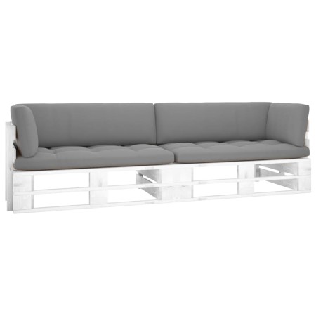 vidaXL 2-Sitzer-Palettensofa Weiß Imprägniertes Kiefernholz
