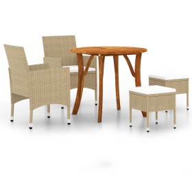 vidaXL 5-tlg. Garten-Essgruppe Beige