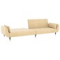 vidaXL Schlafsofa 2-Sitzer mit 2 Kissen Creme Samt vidaXL Schlafsofa 2-Sitzer mit 2 Kissen Creme Samt