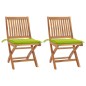 Gartenstühle 2 Stk. mit Hellgrünen Kissen Teak Massivholz Gartenstühle 2 Stk. mit Hellgrünen Kissen Teak Massivholz