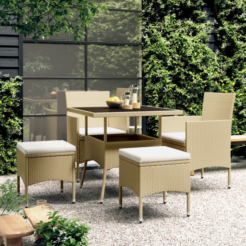vidaXL 5-tlg. Garten-Essgruppe Poly Rattan Beige vidaXL 5-tlg. Garten-Essgruppe Poly Rattan Beige