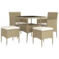 vidaXL 5-tlg. Garten-Essgruppe Poly Rattan Beige vidaXL 5-tlg. Garten-Essgruppe Poly Rattan Beige