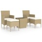 vidaXL 5-tlg. Garten-Bistro-Set Poly Rattan und Hartglas Beige vidaXL 5-tlg. Garten-Bistro-Set Poly Rattan und Hartglas Beige