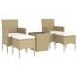 vidaXL 5-tlg. Garten-Bistro-Set Poly Rattan und Hartglas Beige vidaXL 5-tlg. Garten-Bistro-Set Poly Rattan und Hartglas Beige